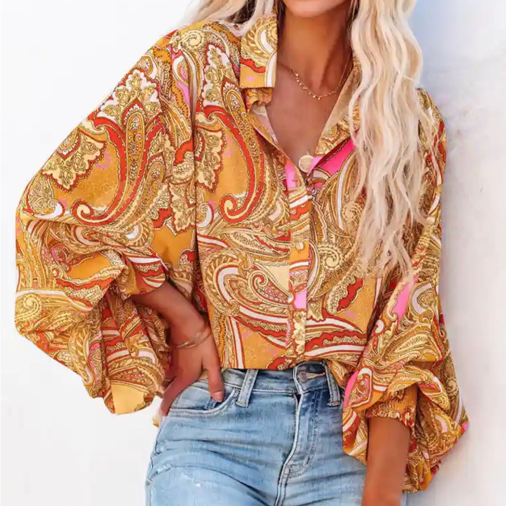 Printed Buttondown Blouse